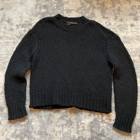 360 Cashmere Abbot Black Thick Knit Crew Neck Pullover Sweater Size S - Picture 6 of 12